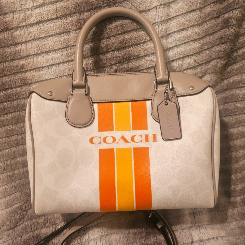 Coach varisty stripe mini Bennett satchel crossbody bag.